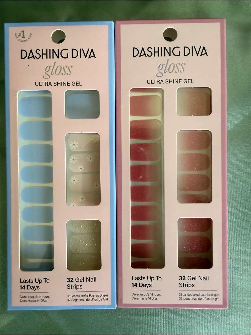 Dashing Diva Gloss Gel Nail Strips — Blue & Pink Sets
